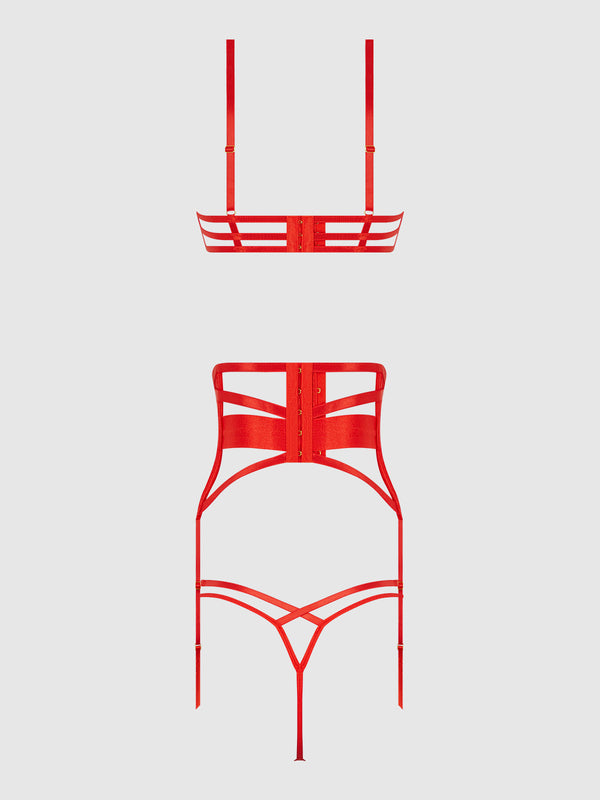 Nadia Lace & Mesh Bra, Garter & G-String Set from Love It Curvy