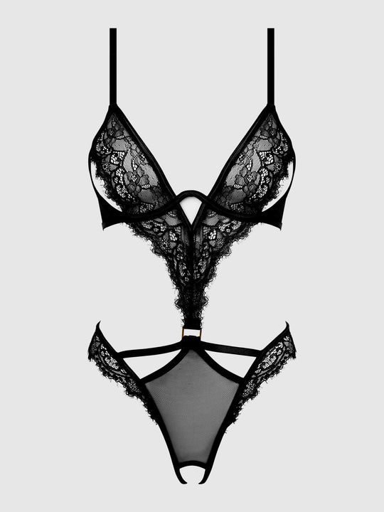 Nadia Lace & Mesh Cutout Teddy from Love It Curvy
