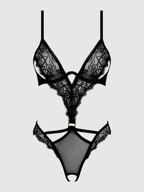 Nadia Lace & Mesh Cutout Teddy from Love It Curvy