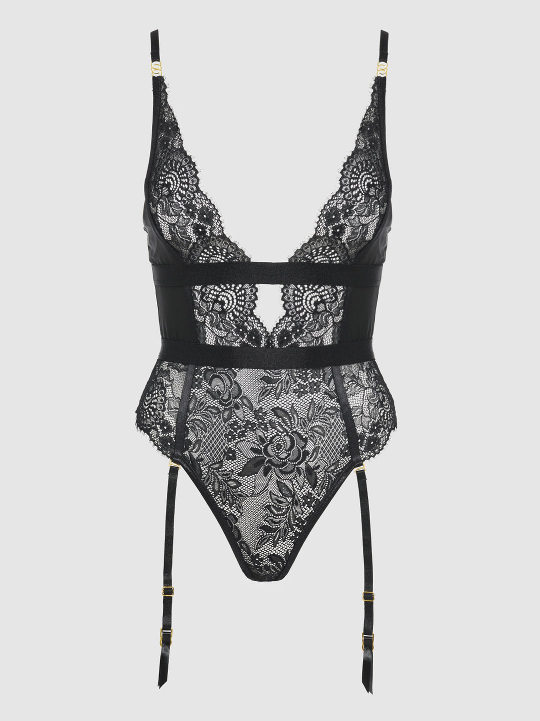 Helena Lace &amp; Satin Wireless &amp; Open Back Teddy from Love It Curvy