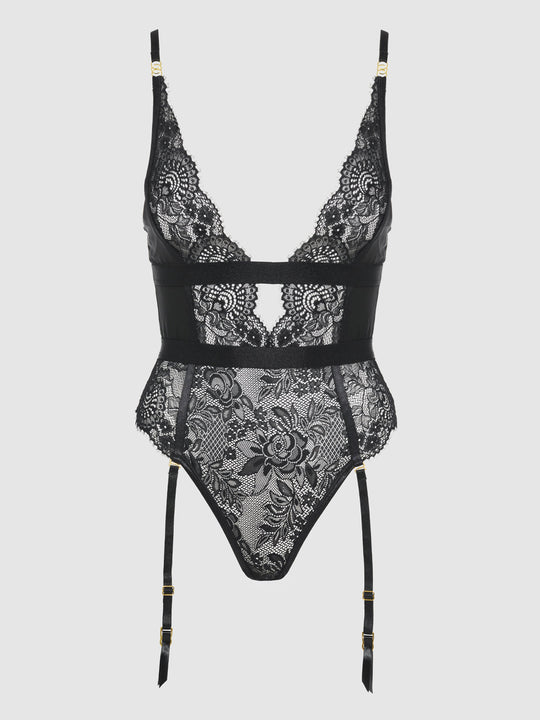 Helena Lace & Satin Wireless & Open Back Teddy from Love It Curvy