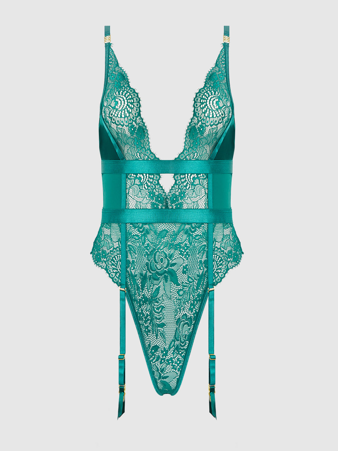 Helena Lace &amp; Satin Wireless &amp; Open Back Teddy from Love It Curvy