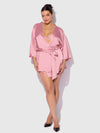 Helena Satin & Lace Back Short Robe from Love It Curvy