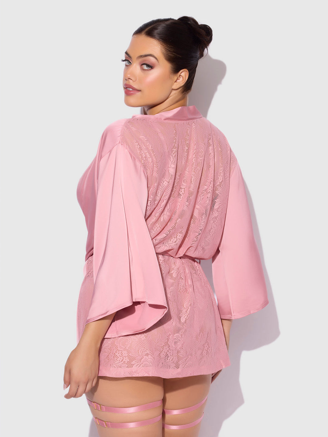 Helena Satin &amp; Lace Back Short Robe from Love It Curvy
