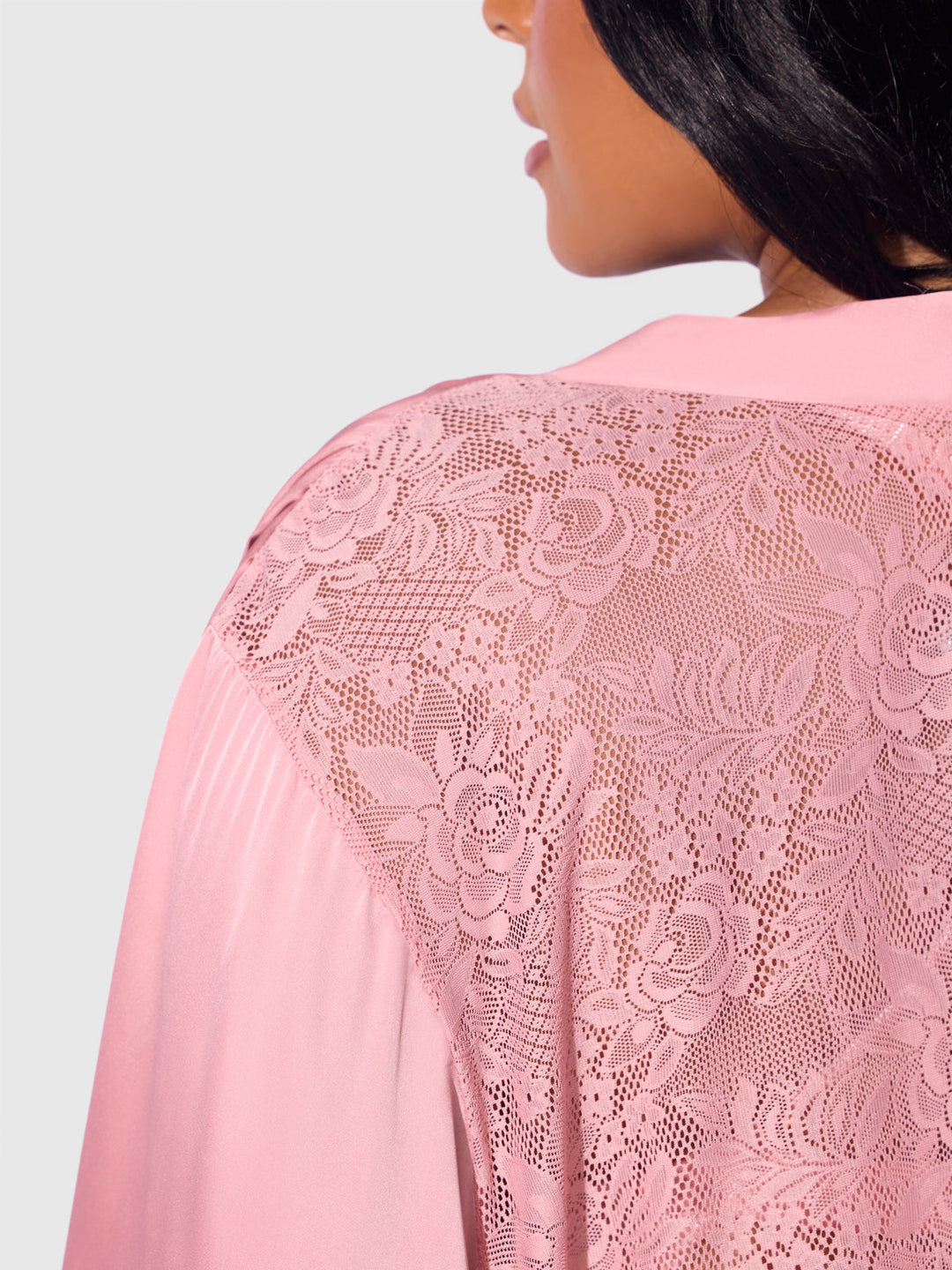 Helena Satin &amp; Lace Back Short Robe from Love It Curvy