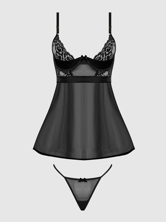 Natasha Lace & Micro Babydoll & G-String Set from Love It Curvy