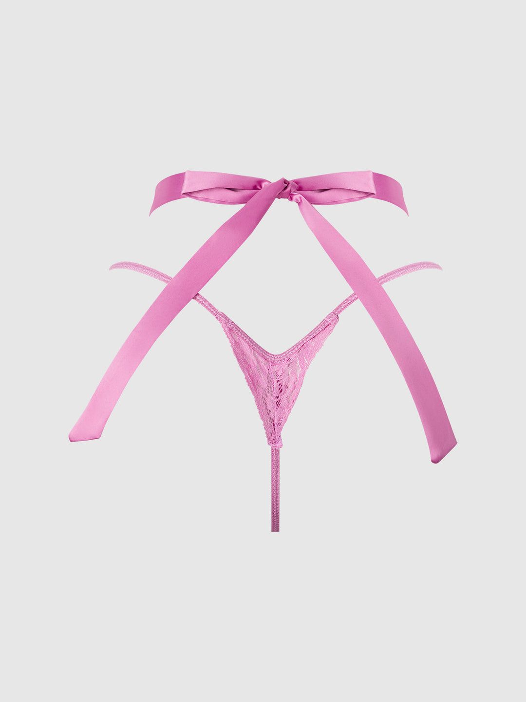 Natasha Satin &amp; Lace Bow Tie G-String from Love It Curvy