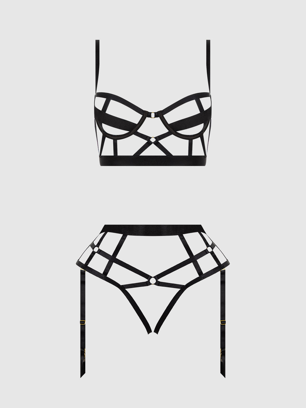 Devon Open Cup Bra & Crotchless & Backless Hipster Set from Love It Curvy