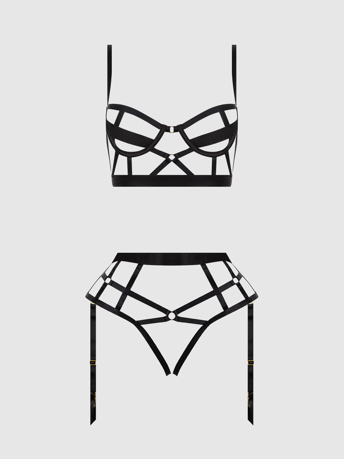 Devon Open Cup Bra & Crotchless & Backless Hipster Set from Love It Curvy