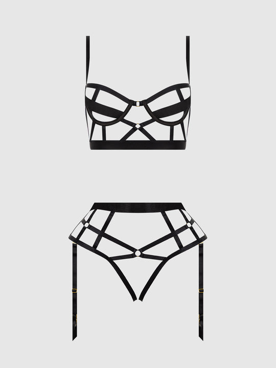 Devon Open Cup Bra & Crotchless & Backless Hipster Set from Love It Curvy