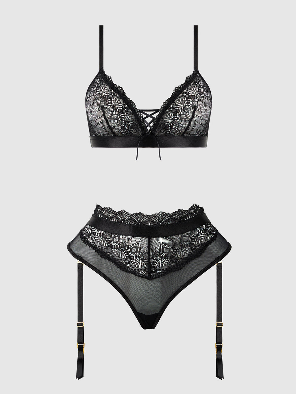 Vivienne Lace & Micro Bralette & Thong Set from Love It Curvy