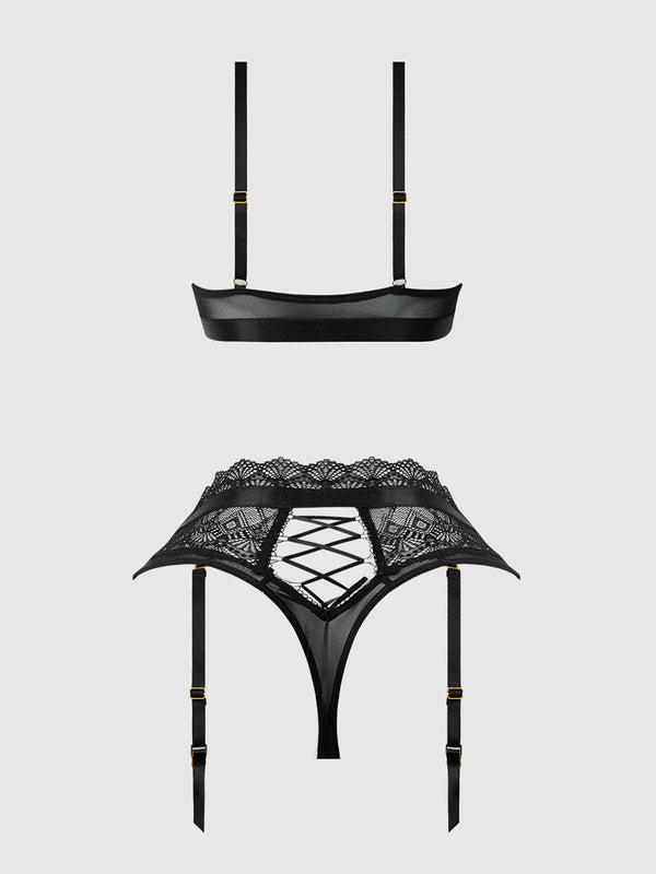 Vivienne Lace & Micro Bralette & Thong Set from Love It Curvy