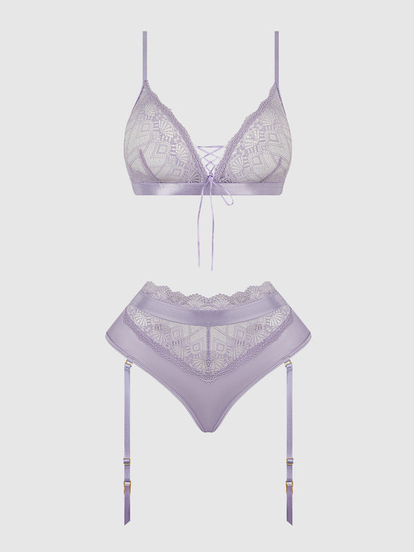 Vivienne Lace & Micro Bralette & Thong Set from Love It Curvy