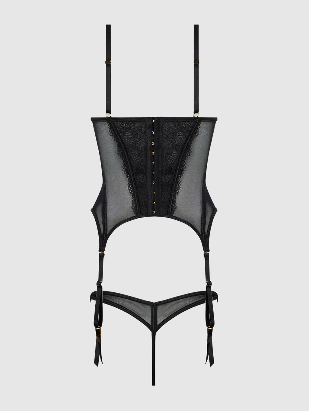 Vivienne Lace & Mesh Bustier & G-String Set from Love It Curvy