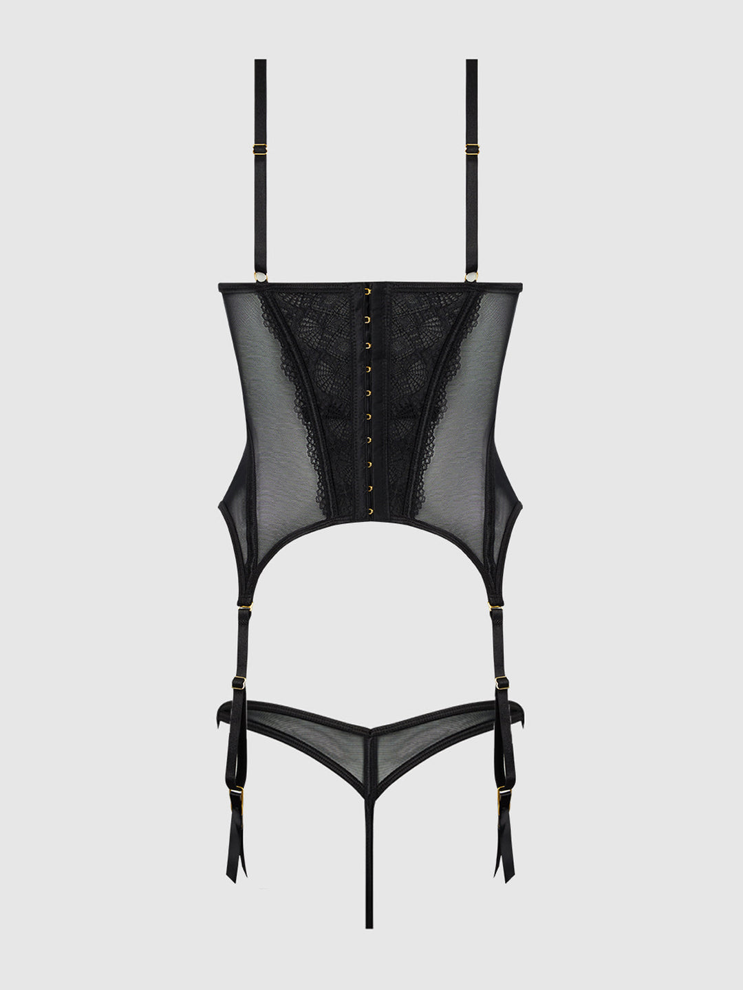 Vivienne Lace &amp; Mesh Bustier &amp; G-String Set from Love It Curvy