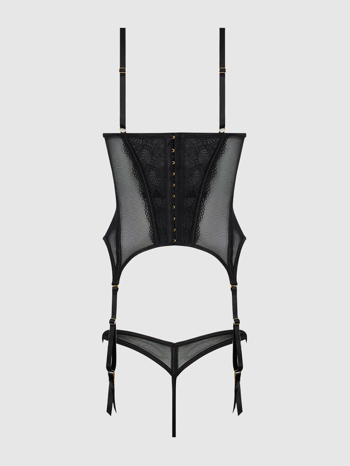 Vivienne Lace & Mesh Bustier & G-String Set from Love It Curvy