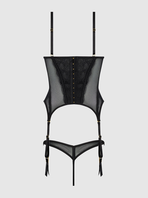 Vivienne Lace & Mesh Bustier & G-String Set from Love It Curvy