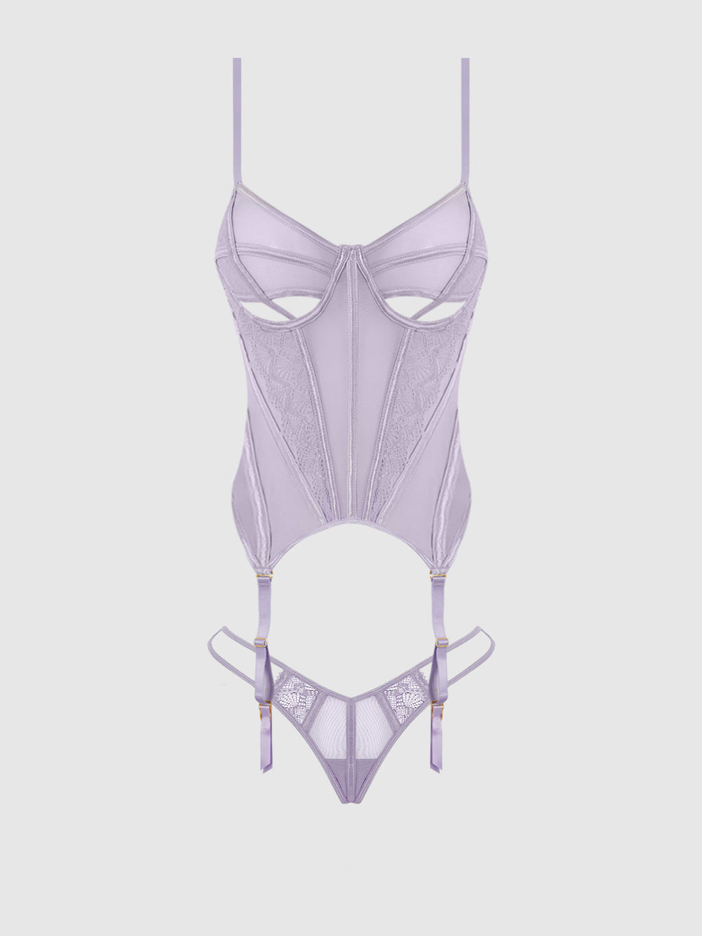 Vivienne Lace & Mesh Bustier & G-String Set from Love It Curvy