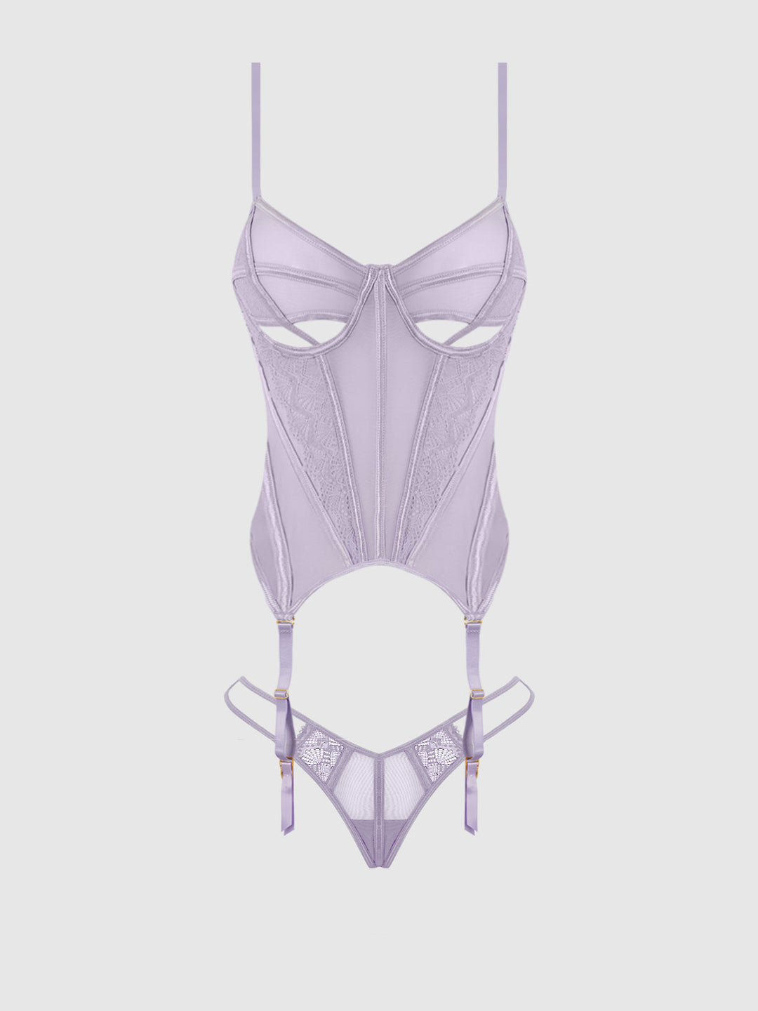 Vivienne Lace &amp; Mesh Bustier &amp; G-String Set from Love It Curvy