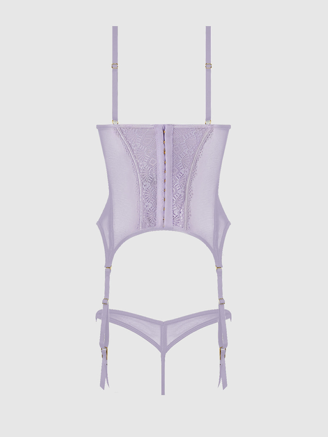 Vivienne Lace &amp; Mesh Bustier &amp; G-String Set from Love It Curvy