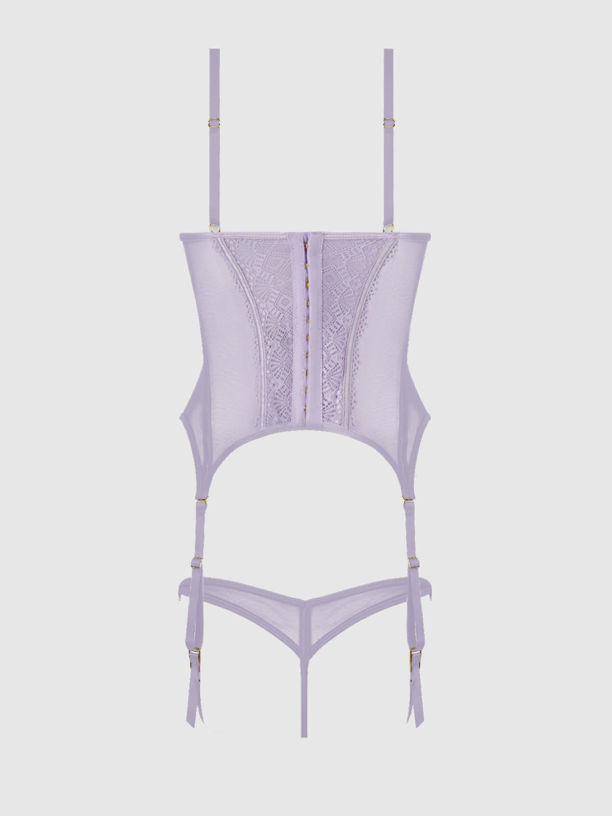 Vivienne Lace & Mesh Bustier & G-String Set from Love It Curvy