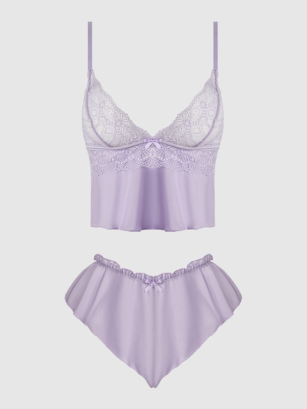 Vivienne Lace & Mesh Cami & Tap Short Set from Love It Curvy