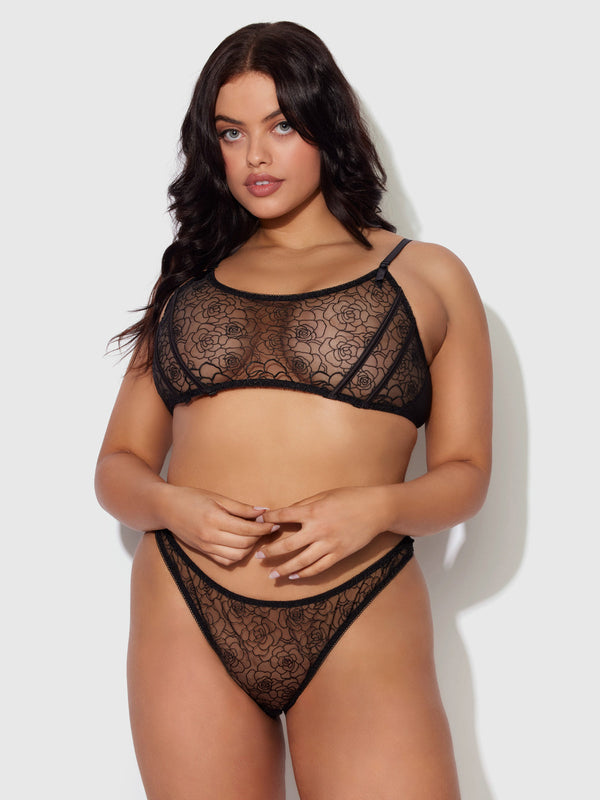 Rosalie Embroidered Lace Garter Bralette & Tanga Set from Love It Curvy
