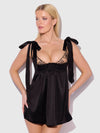 Brigeta Satin Open Cup Babydoll & G-String Set from Love It Curvy
