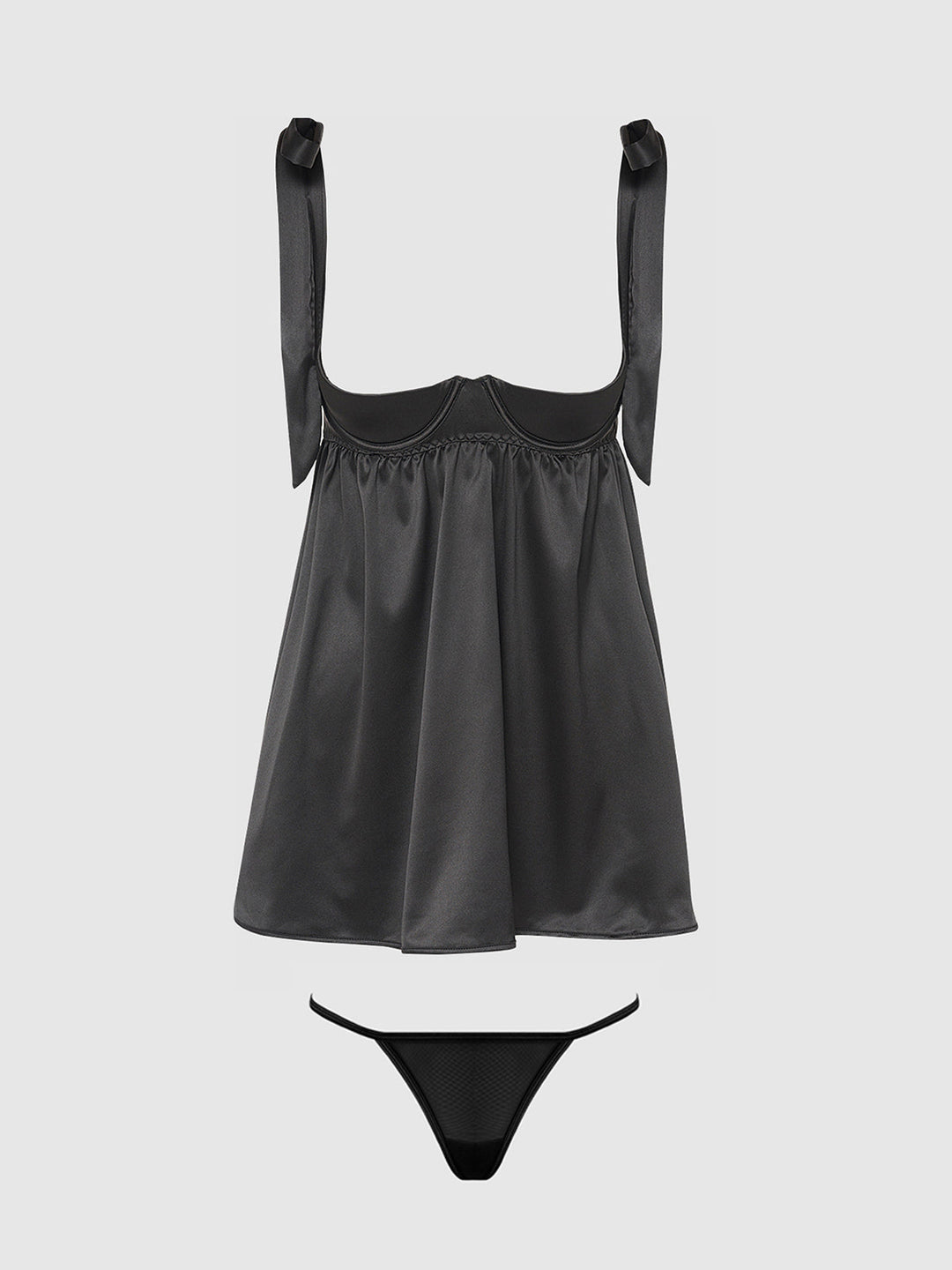 Brigeta Satin Open Cup Babydoll &amp; G-String Set from Love It Curvy