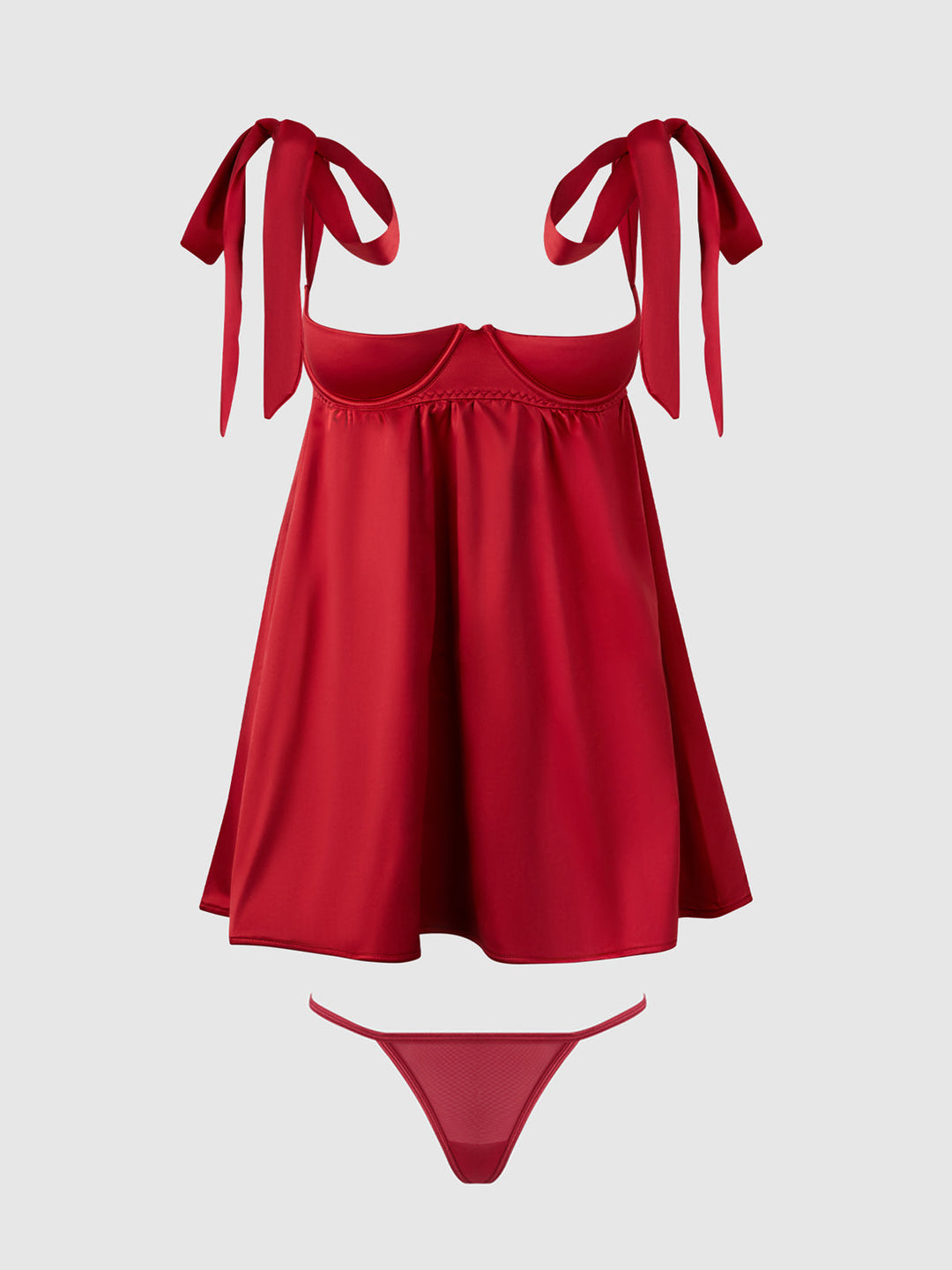 Brigeta Satin Open Cup Babydoll &amp; G-String Set from Love It Curvy