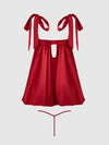 Brigeta Satin Open Cup Babydoll & G-String Set from Love It Curvy