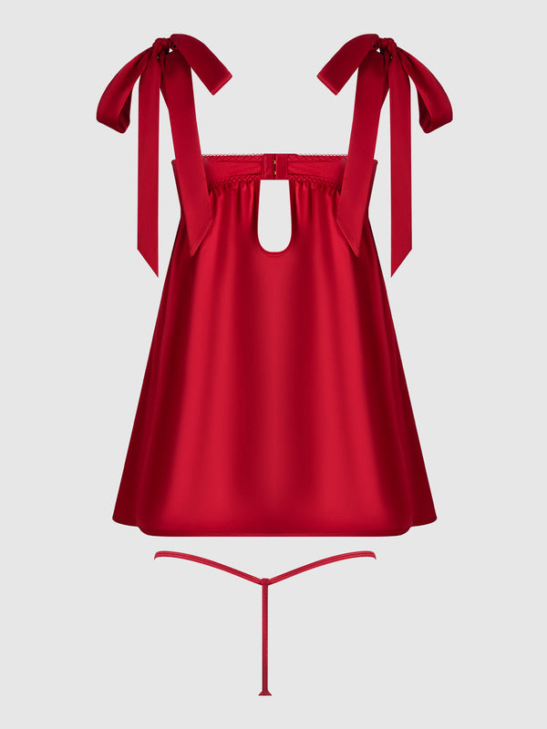 Rosalie Satin & Embroidered Lace Babydoll & G-String Set from Love It Curvy
