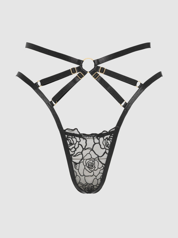 Rosalie Embroidered Lace Strappy Backless Tanga from Love It Curvy