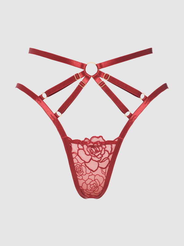Rosalie Embroidered Lace Strappy Backless Tanga from Love It Curvy