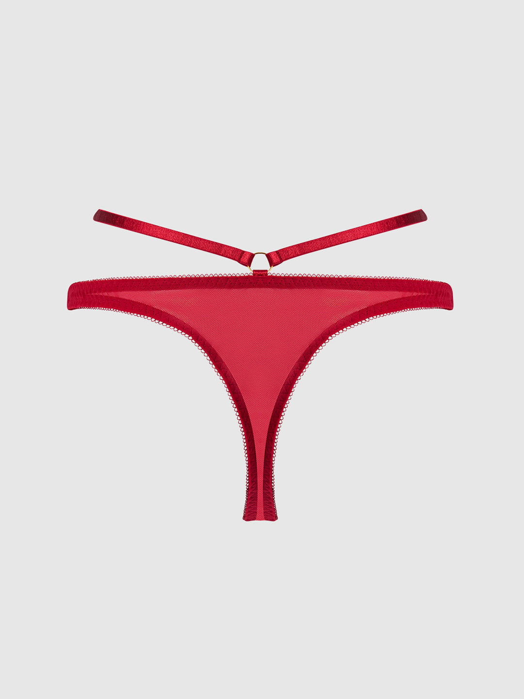 Rosalie Satin &amp; Embroidered Lace Strappy Tanga from Love It Curvy