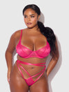 Flora Lace Bra & Strappy Thong Set from Love It Curvy