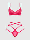 Flora Lace Bra & Strappy Thong Set from Love It Curvy