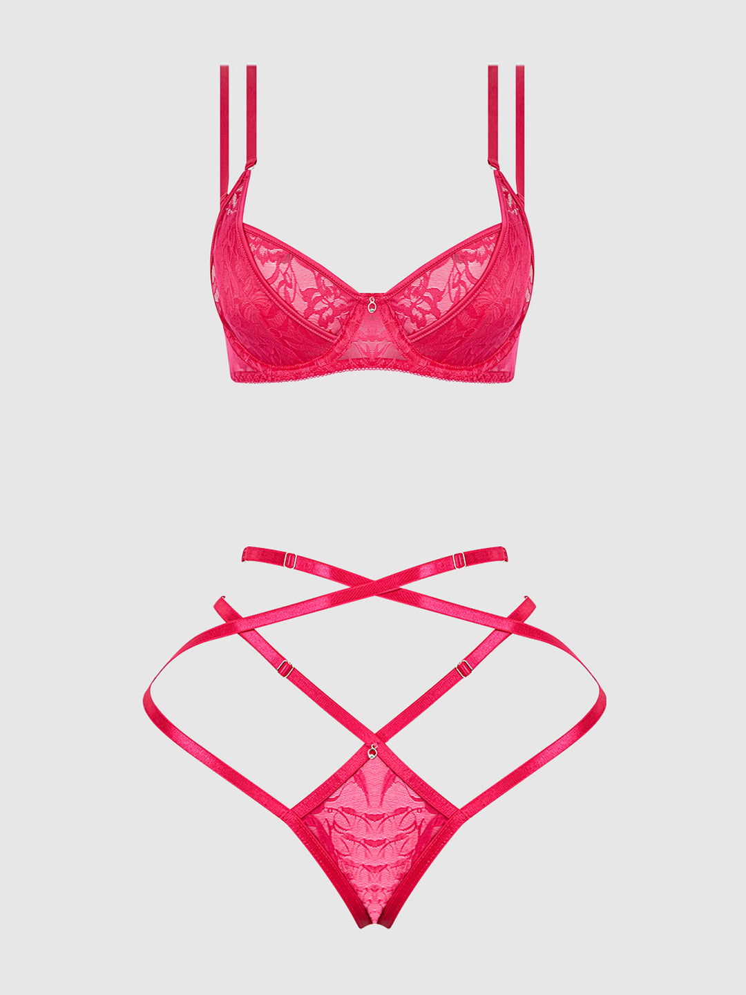 Flora Lace Bra &amp; Strappy Thong Set from Love It Curvy