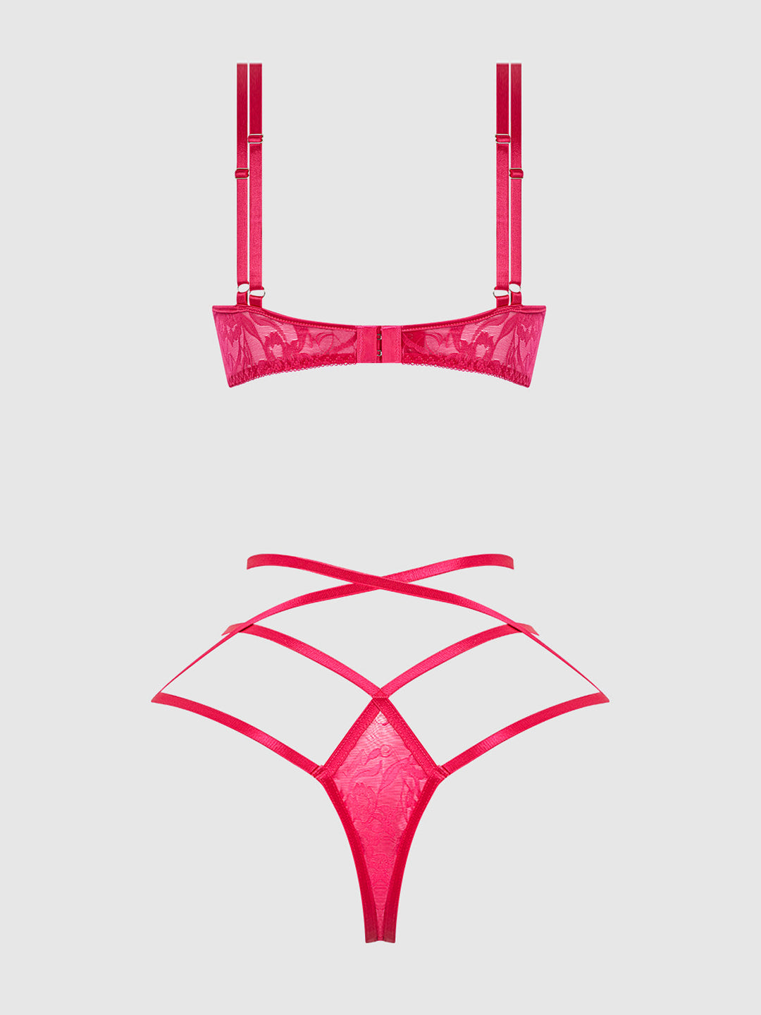 Flora Lace Bra &amp; Strappy Thong Set from Love It Curvy