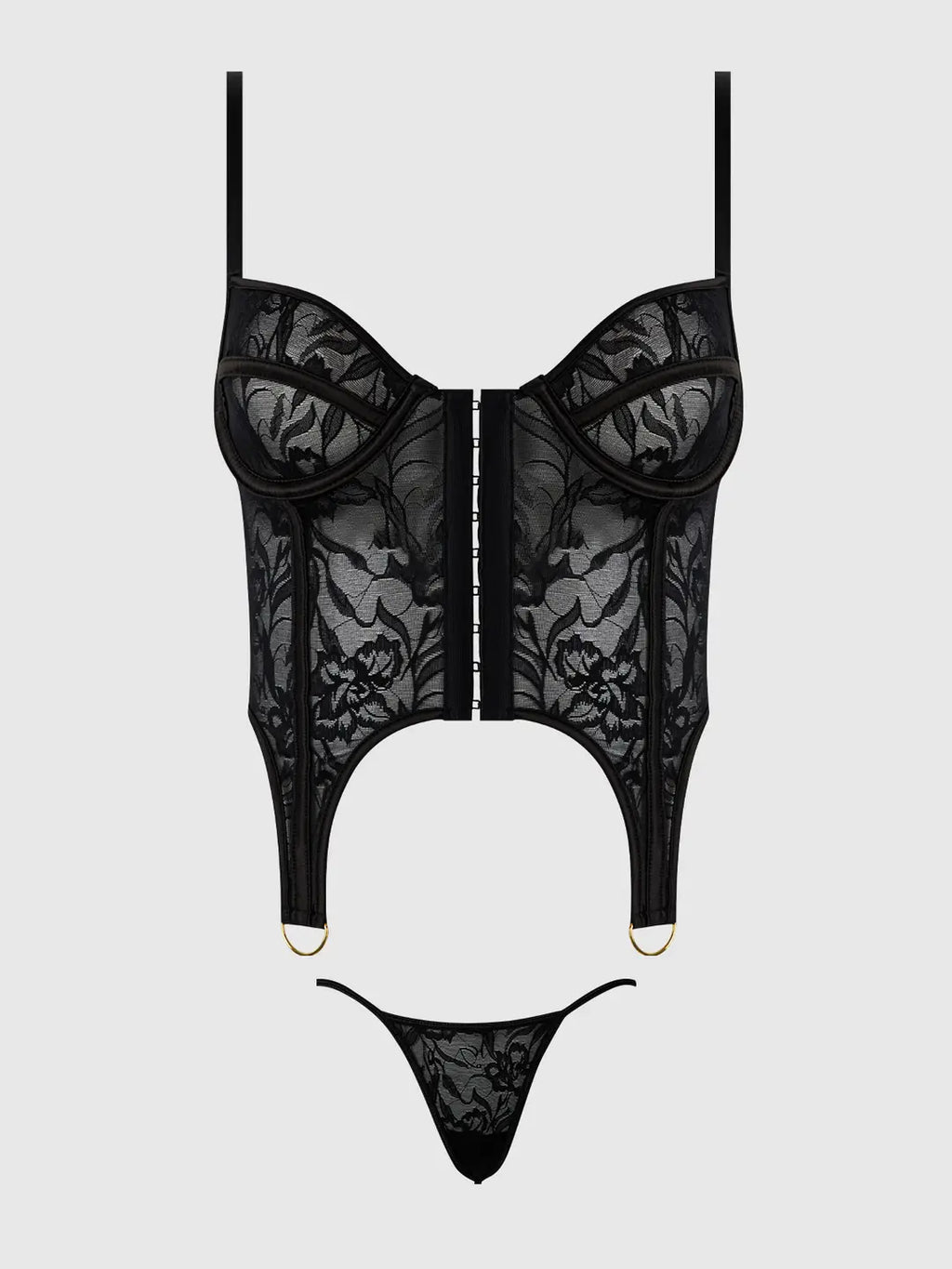 Flora Lace Bustier & G-String Set from Love It Curvy