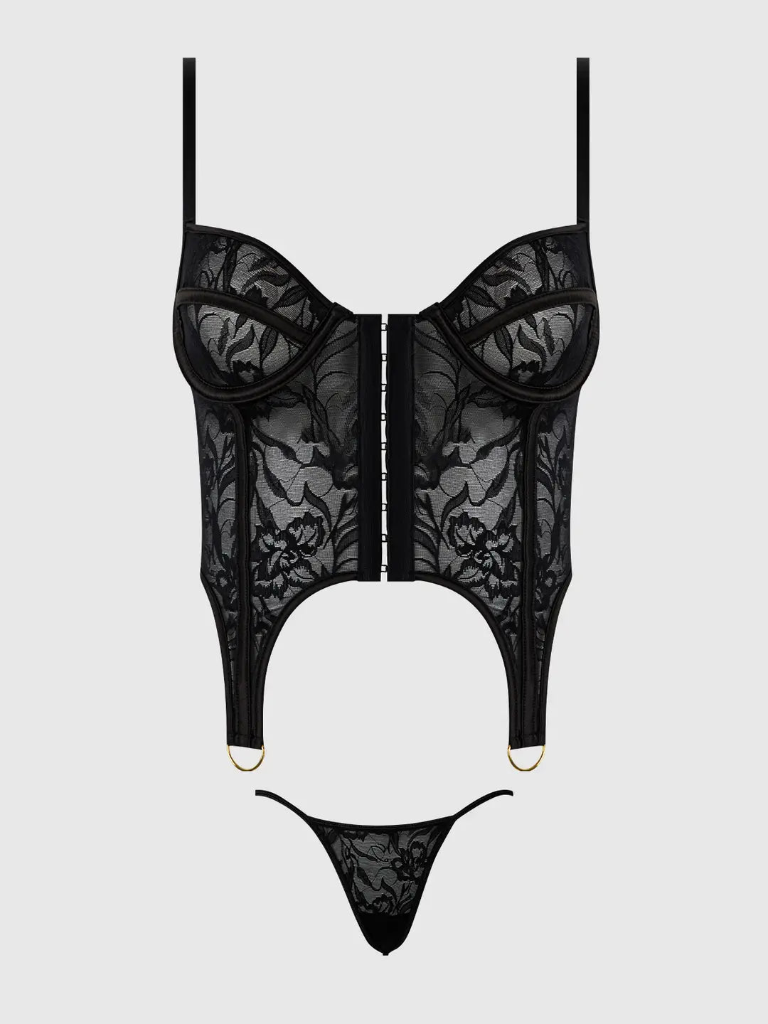 Flora Lace Bustier &amp; G-String Set from Love It Curvy