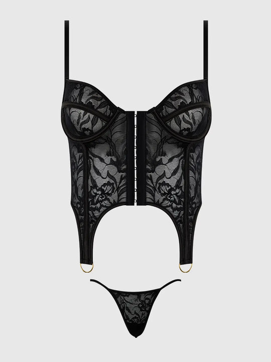 Flora Lace Bustier & G-String Set from Love It Curvy