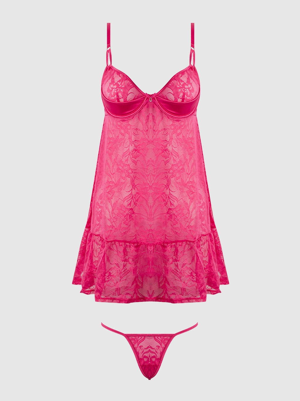 Flora Lace Babydoll & G-String Set from Love It Curvy