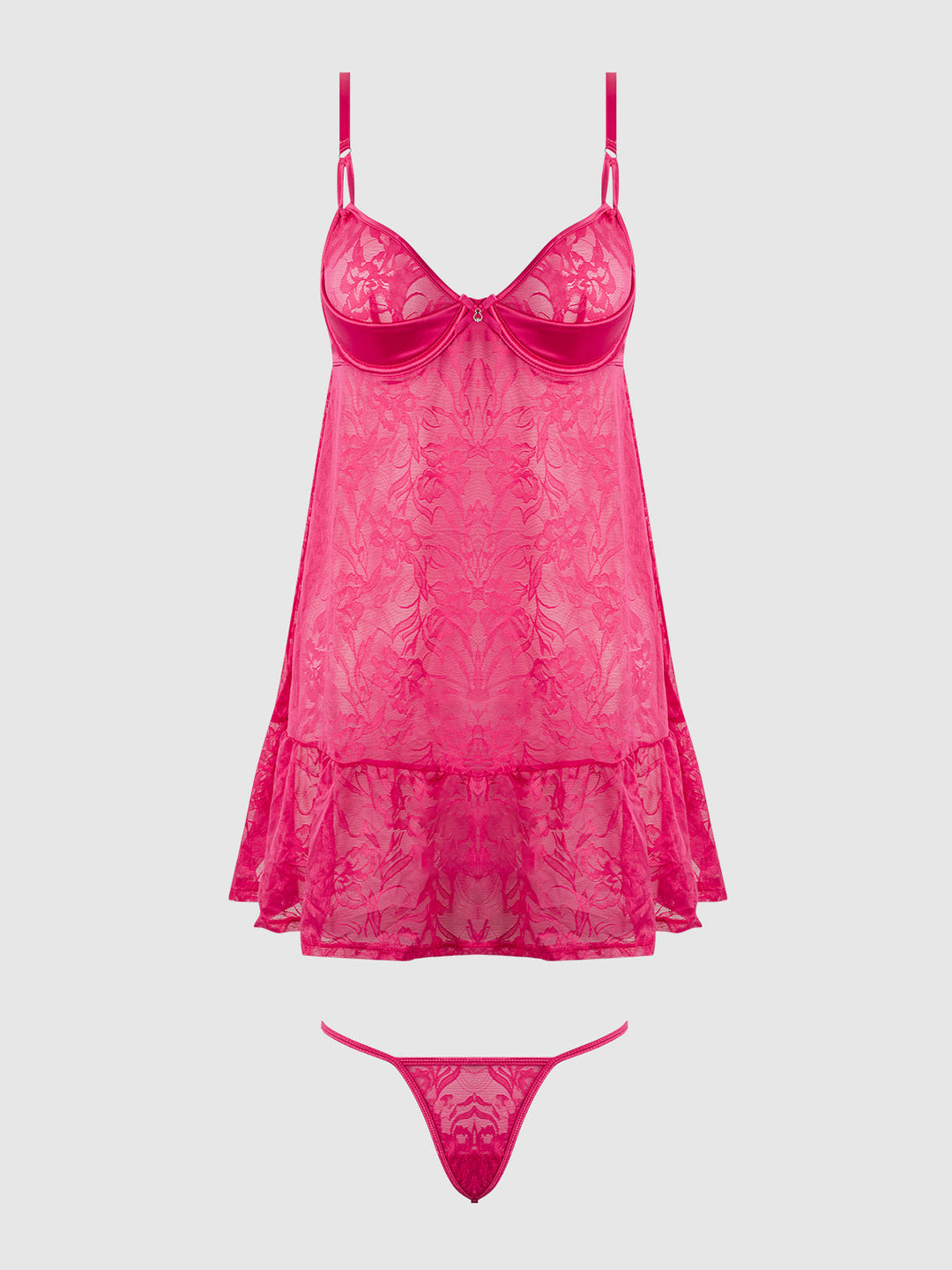 Flora Lace Babydoll &amp; G-String Set from Love It Curvy
