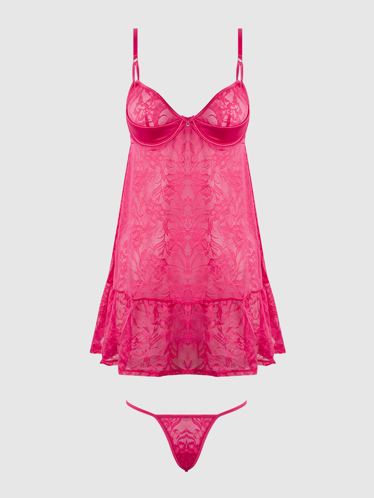 Flora Lace Babydoll & G-String Set from Love It Curvy