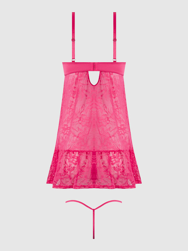 Flora Lace Babydoll & G-String Set from Love It Curvy