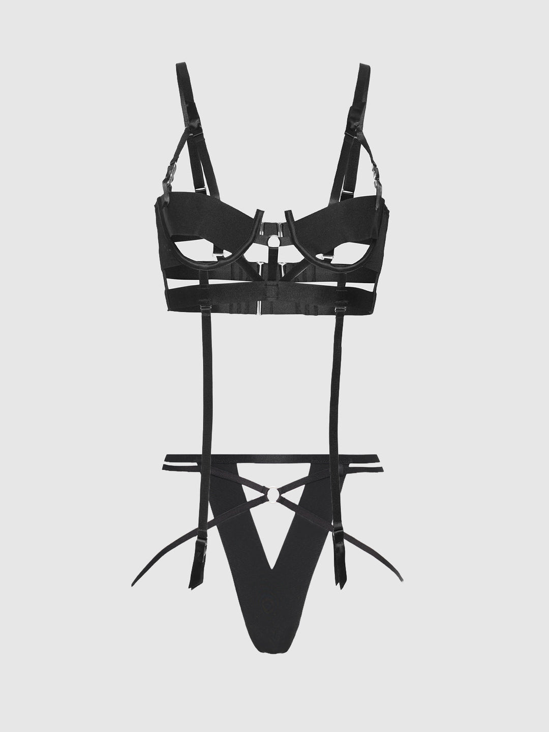 Devon Elastic Strappy Open Cup Bra &amp; Crotchless Panty Set from Love It Curvy