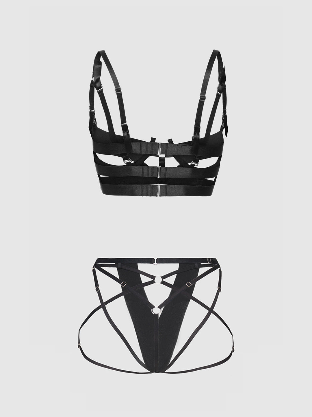 Devon Elastic Strappy Open Cup Bra &amp; Crotchless Panty Set from Love It Curvy