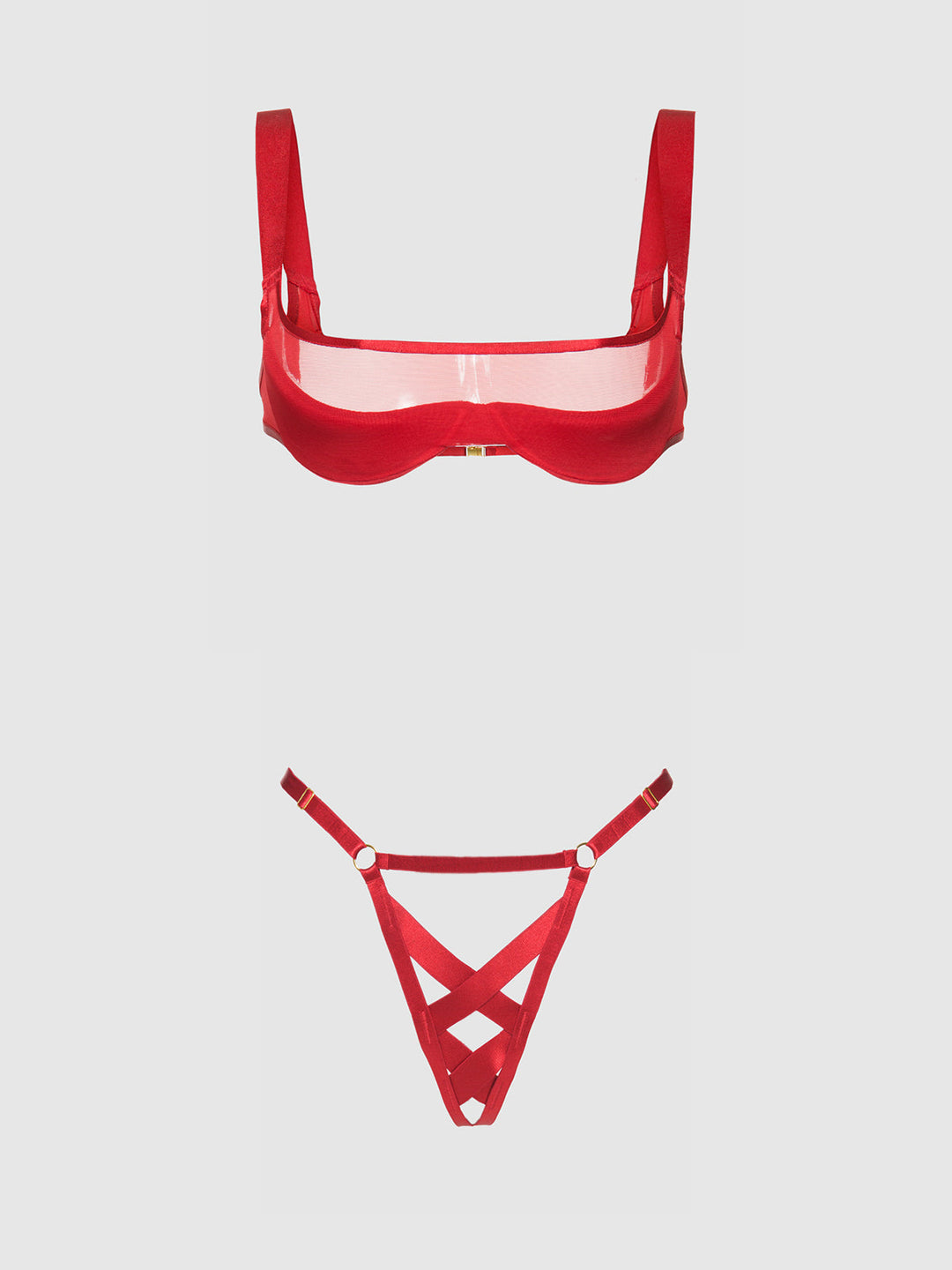Devon Mesh Layered Bra &amp; Crisscross G-String from Love It Curvy