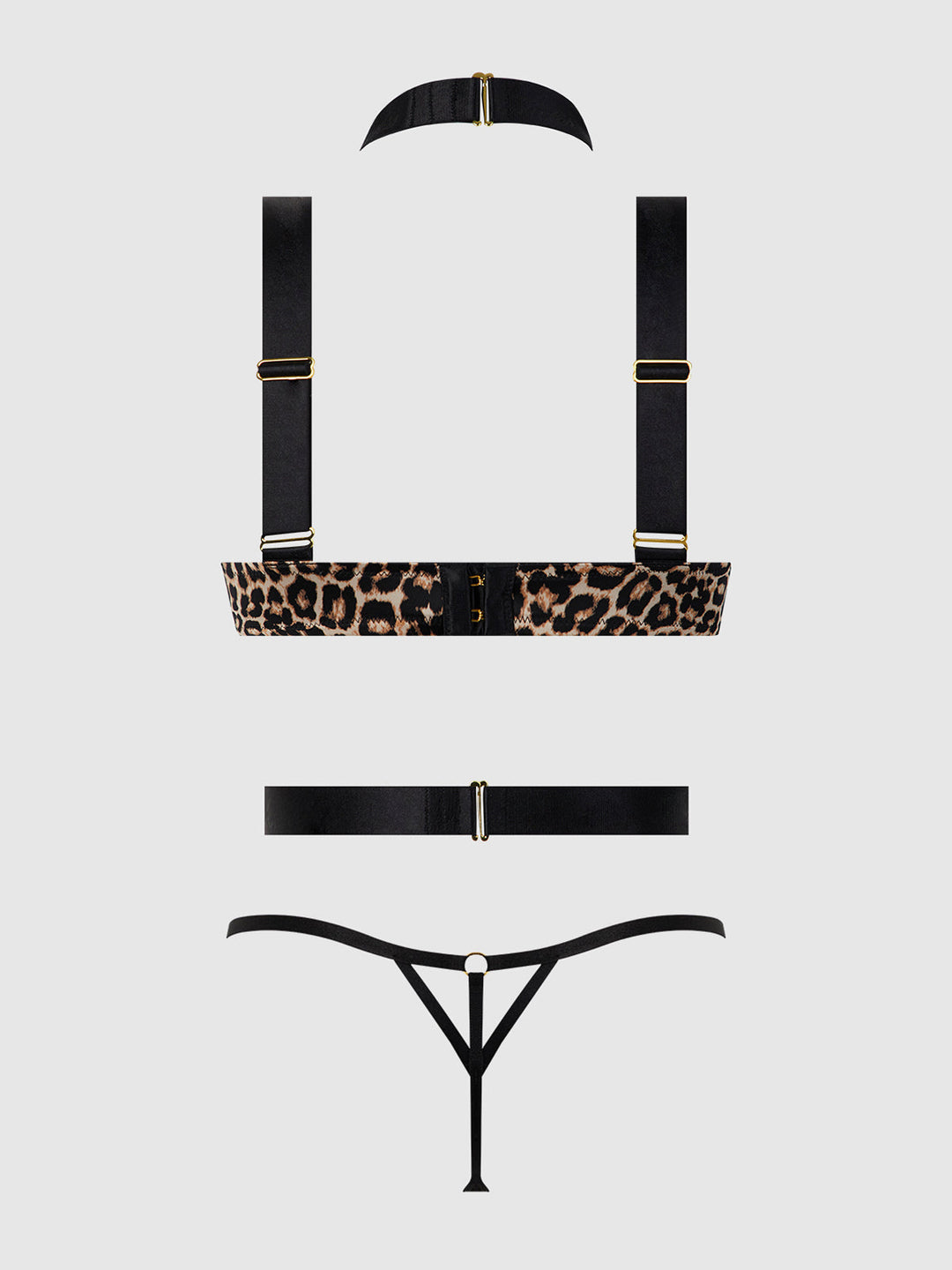 Devon Strappy Push Up Bra, Harness &amp; G-String Set from Love It Curvy